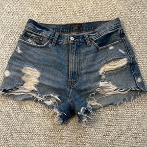 Abercrombie distressed mom high rise jean shorts